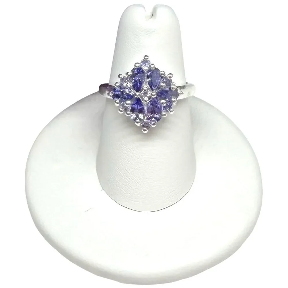 Tanzanite Ring Size 5 Solid 925 Sterling Silver Multi Stone